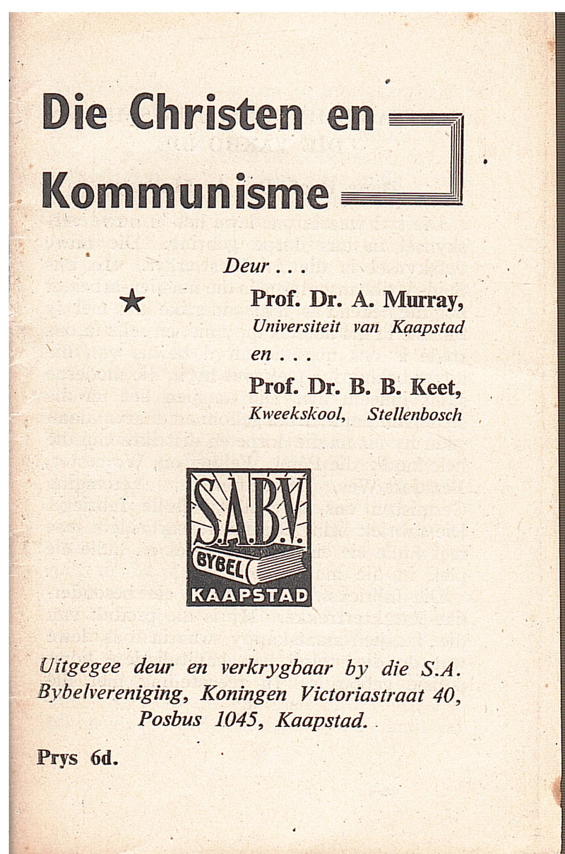 DIE CHRISTEN EN KOMMUNISME