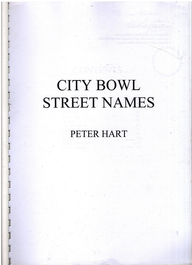 CITY BOWL STREET NAMES