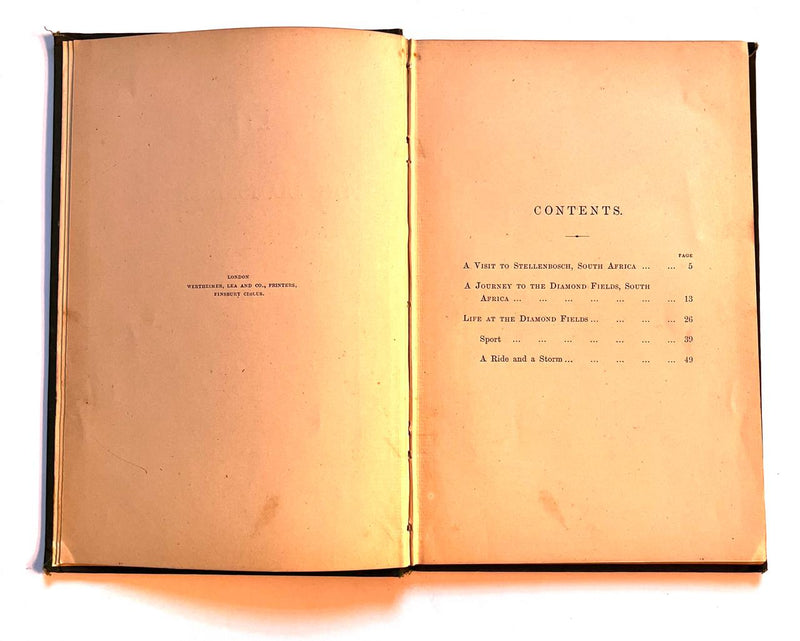 LIFE ON THE DIAMOND FIELDS, extracts from the private journal of M.E. printed for private circulation