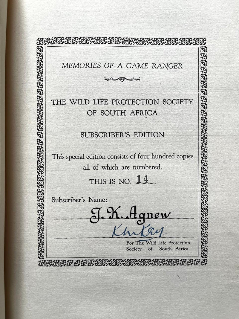 MEMORIES OF A GAME RANGER, illustrations by C.T. Astley-Maberly