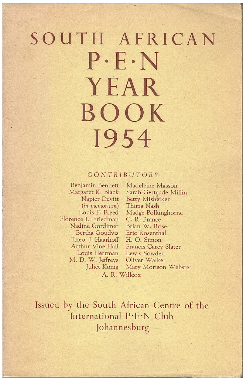 SOUTH AFRICAN PEN YEAR BOOK, 1954