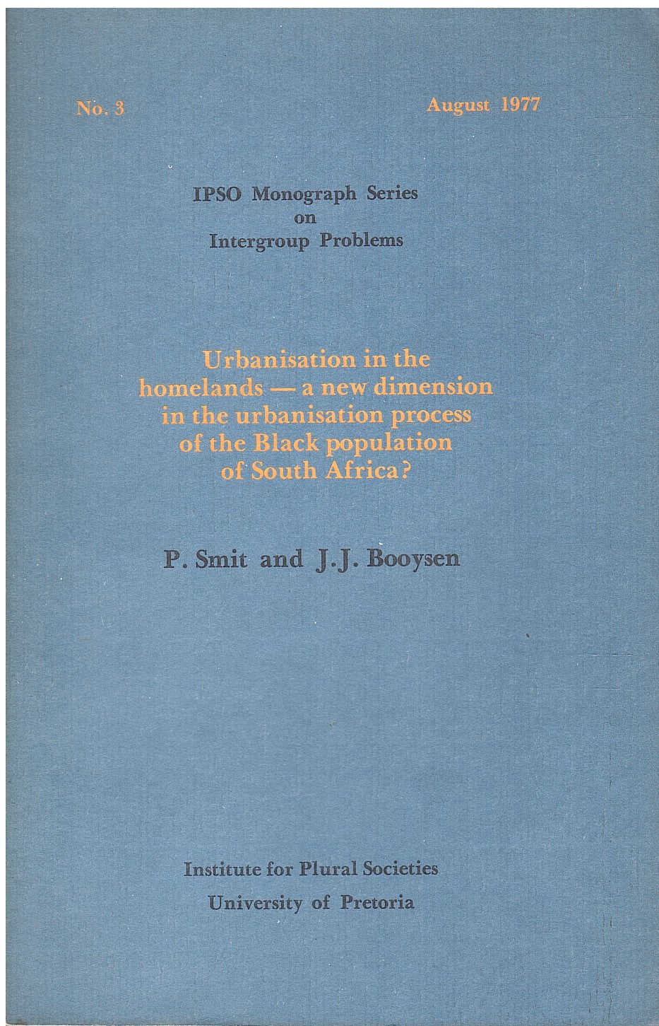 URBANISATION IN THE HOMELANDS - A NEW DIMENSION IN THE URBANISATION PR ...