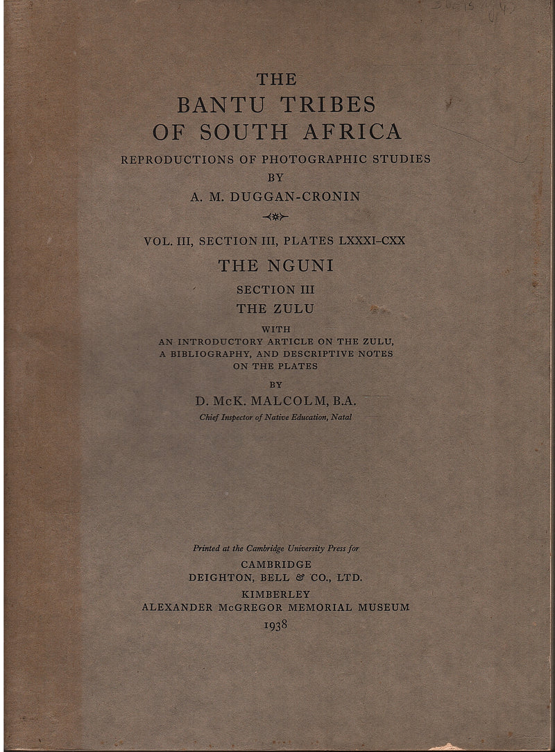 THE BANTU TRIBES OF SOUTH AFRICA, reproductions of photographic studies, Vol. III, Section III