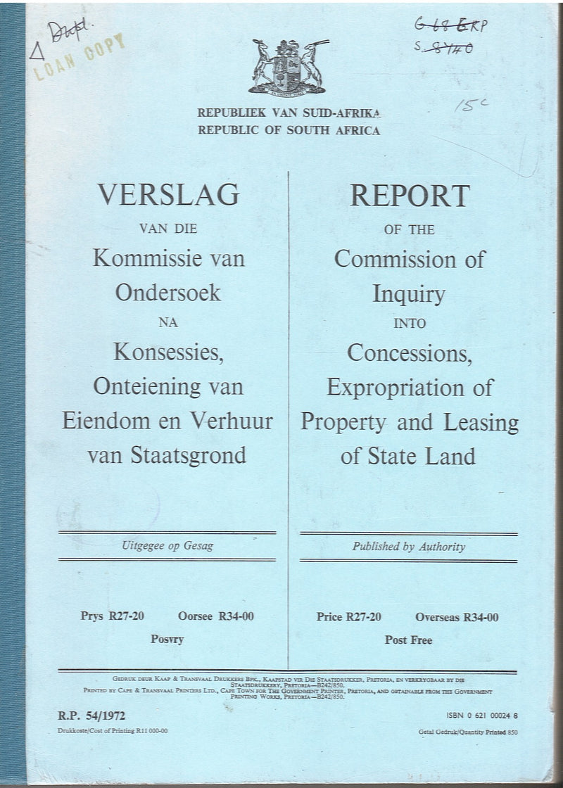 REPORT OF THE COMMISSION OF INQUIRY INTO CONCESSIONS, EXPROPRIATION OF PROPERTY AND LEASING OF STATE LAND,